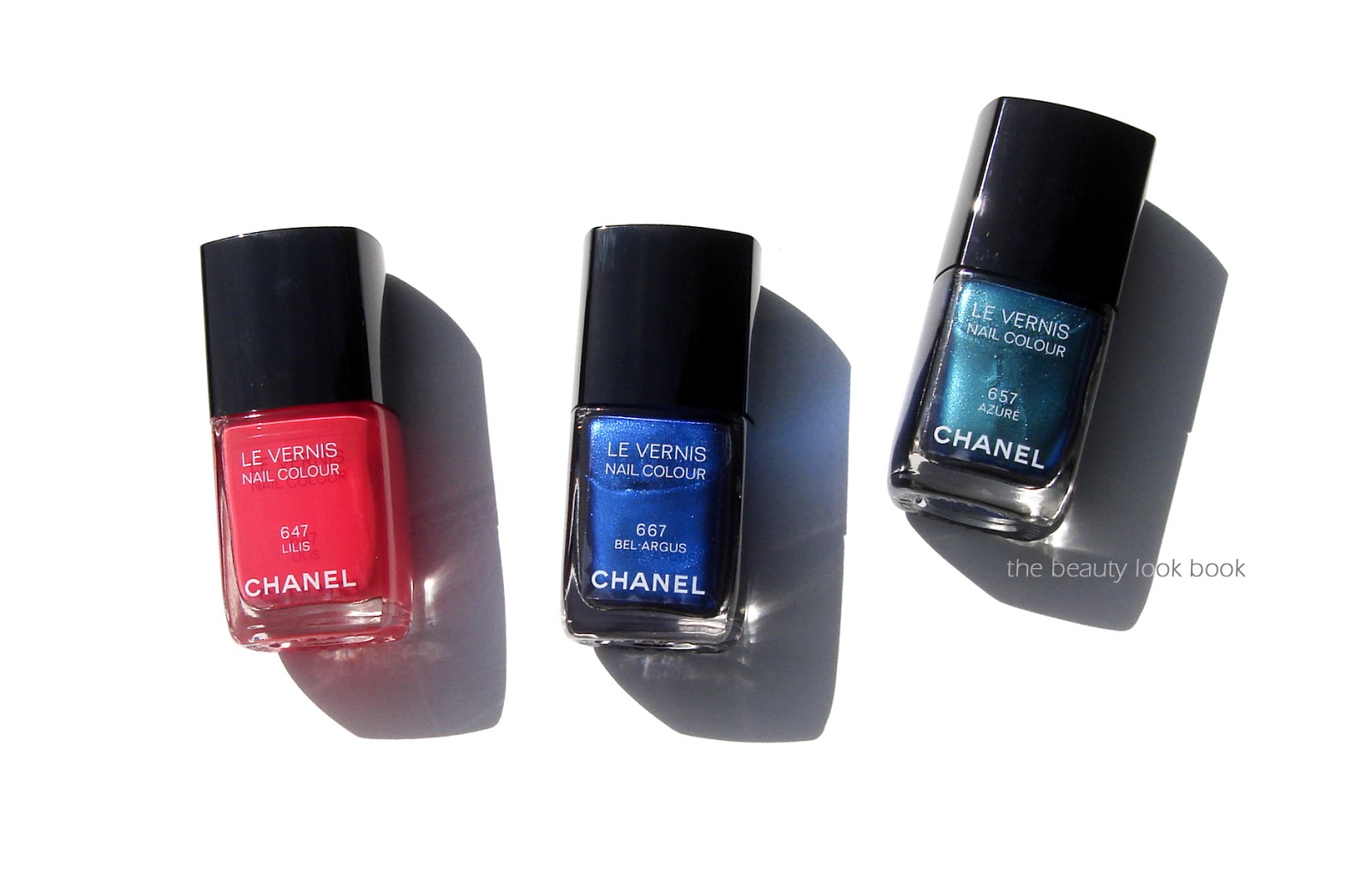 Chanel Le Vernis Summer 2013: Lilis #647, Azuré #657 and Bel-Argus